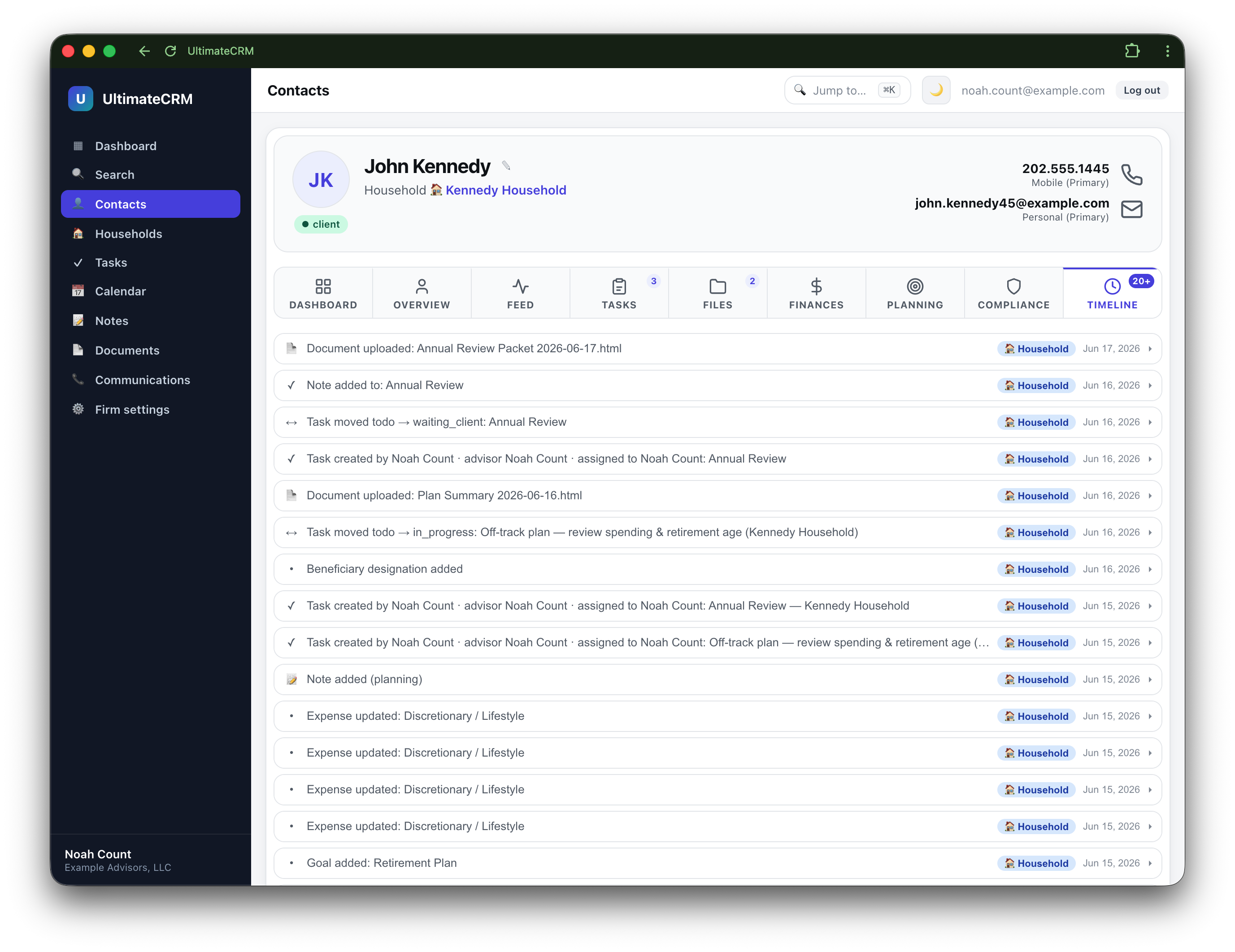 Firm compliance dashboard screenshot