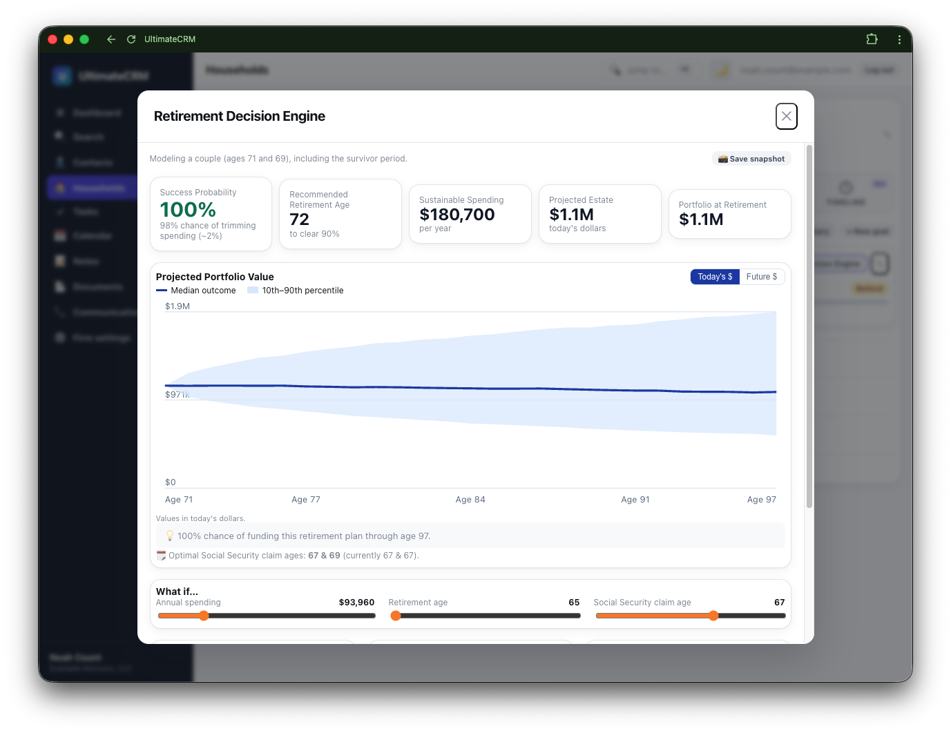 Monte Carlo retirement dashboard screenshot
